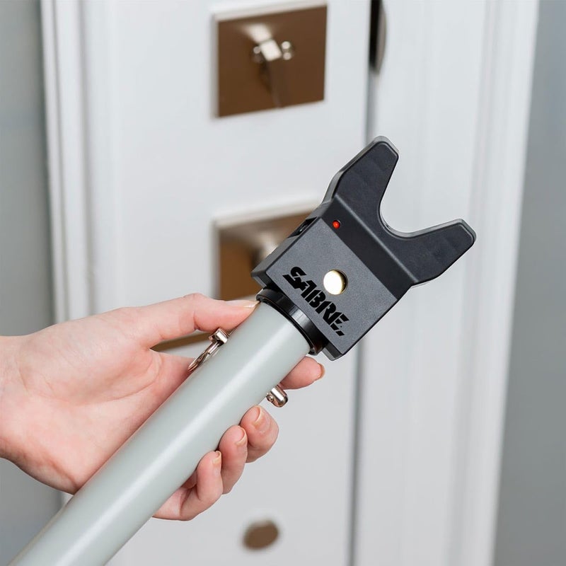 sabre Adjustable Door Security Bar with Vibration Detecting Alarm, 115dB Alarm Audible Up To 1,100 Ft (335 m), Adjusts To Fit Most Hinged & Sliding Doors, Rubberized Foot for Strong Grip, Collapsible - Image 3